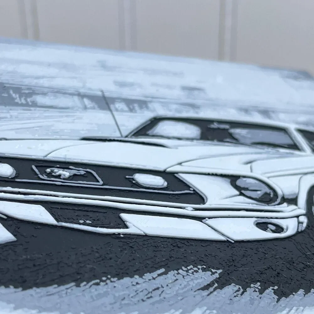 Classic Fastback Mustang Art, Car Art, Textured Art, Wall Art